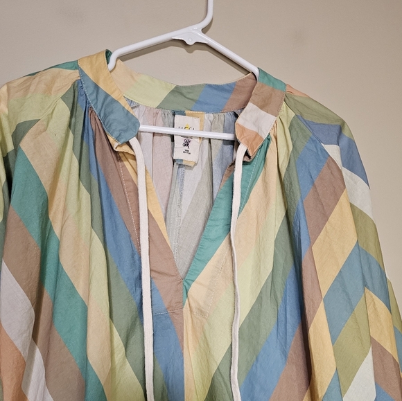 Heel Athens Lab Top Striped Pullover Women's Size XL Peasant Lagenlook Hellenic - Picture 2 of 7